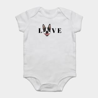 Boston Terrier LOVE, Cartoon Boston Terrier, Cute Baby Bodysuit